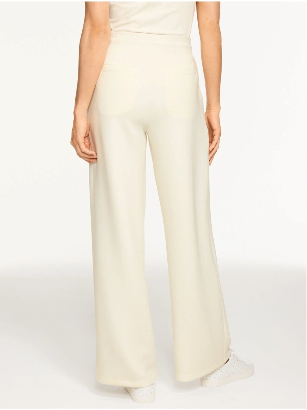 T by Talbots AirKnit Stretch Wide Leg Pants in an off-white/cream - Picture 2 of 7